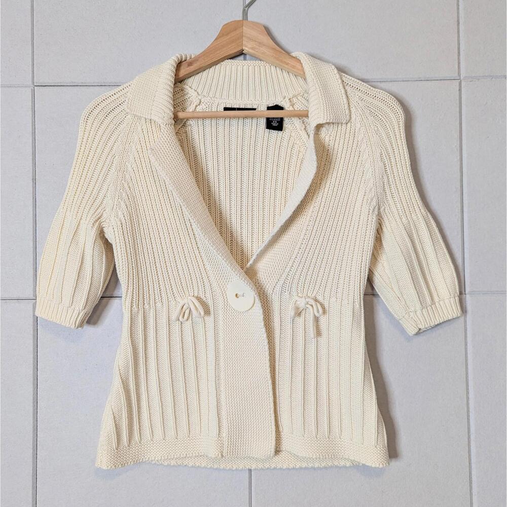 Vintage y2k Moda International chunky knit collared half sleeve cardigan